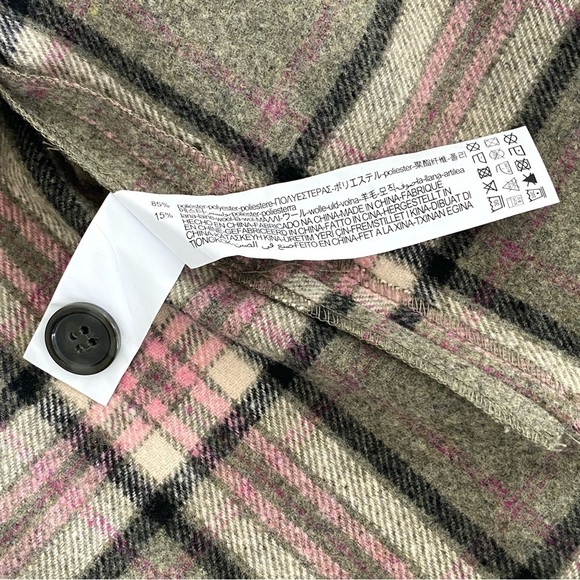 Zara Plaid Flannel Oversized Shacket with Fringe Hem and Studded Detailing - Picture 10 of 13